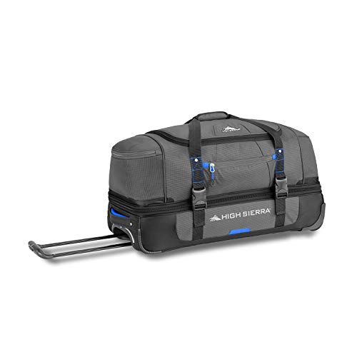 High Sierra Decatur 28 Inch Drop Bottom Portable Wheeled Rolling Polyester Duffel Travel Bag with Recessed Telescoping Handle, Mercury