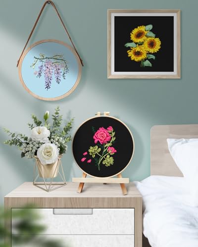 Image of TINDTOP Embroidery Kit for Adult, Ribbon Embroidery Kit for Beginners | for Craft Lover Hand Stitch with Embroidery Skill Techniques (FLowers)