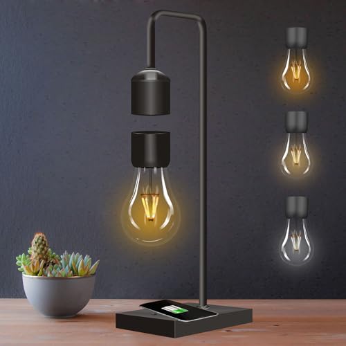 A light bulb that literally floats in mid-air via magnetic levitation AND doubles as a wireless phone charger — two party tricks in one.
