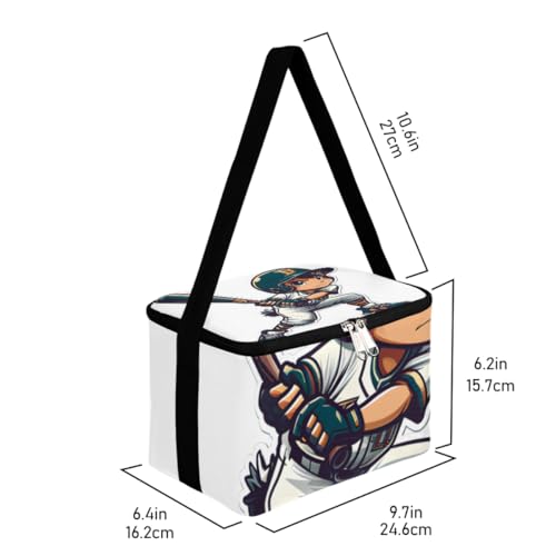 GzLeyigou Lunch Bags for Women Men 9 Cans,Baseball Player Hot & Cold Food Delivery Bag Insulated Grocery Bag Insulated Lunch Box Cooler Bag for Office Work Picnic Beach