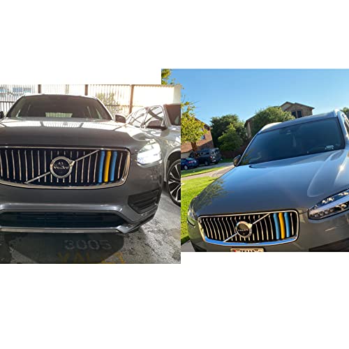 Image of SANRILY Multicolor Grille Decoration Insert Trims Compatible with Volvo XC90 LCI 2020-UP Front Grill Cover Blue /Yellow /Blue