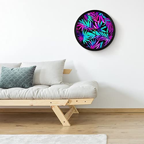 Horloge murale ronde grands chiffres pendule décorative bleu