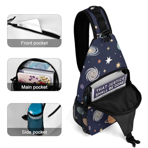 Fashion Dress Decor Sling Backpack Shoulder Bag, Day Pack, Chest Shoulder Bag For Travel Shopping Space Sun Moon Star Planet4