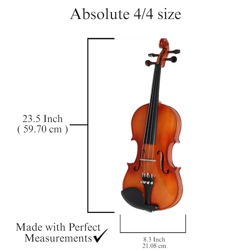 Image of MAJESTIC 4 /4 Hard Wood Violin complete Set, Pure Handcrafted comes with Hard Case, Perfect Balanced Premium Bow, Majestic Strings, Spare Maple Bridge and Rosin, ORANGE GOLD MJ101