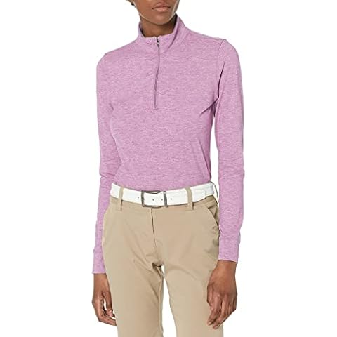 Greg Norman Women's L/S Peached 1/4 Zip Mock Golf Shirt, Lavender Heather, XL Cover