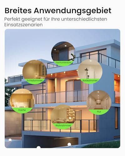 ALUSSO LED Einbaustrahler 230V Dimmbar 68mm 7W Ultra Flach IP44 LED Spots Warmweiß Neutralweiß Kaltweiß Deckenspots für Badezimmer Küche Wohnzimmer, Weiss, 6er Set