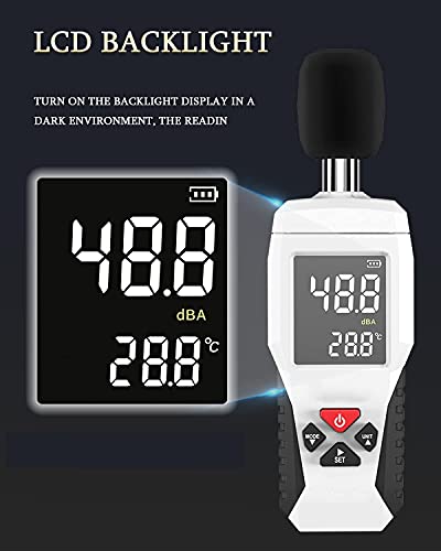 NKTJFUR DECIBEL METER LCD-backlit display, ruistester condensatormicrofoon 3 Geleidende lagen, geluidsmeterdetector voor… - Image 5