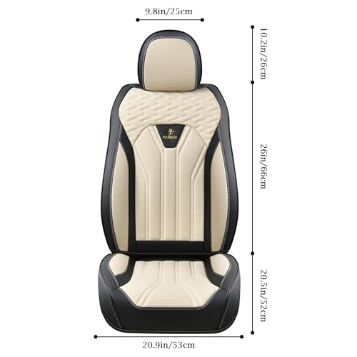 Image of FLORICH Seat Covers for Cars, Waterproof Seat Covers, Leather Car Seat Covers 2 Pack, Universal Seat Cushion Protector for Most Cars Trucks SUV-Black&Beige