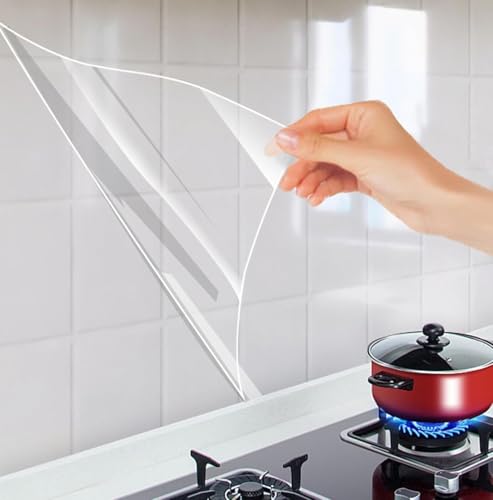 Image of Clear Contact Paper Roll Self-Adhesive Kitchen Backsplash Wall Protector (20 inch x 200, Furniture Protect Transparent Film)