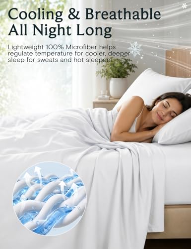 Image of LuxClub Queen Sheet Set, Bed Sheets Queen Size 4PC, Deep Pocket Cooling Bed Sheets, Soft Hotel Luxury Bedding for Mattress Wrinkle Free, Silky Fitted Sheet & Pillowcase Sets, White (Pack of 2)