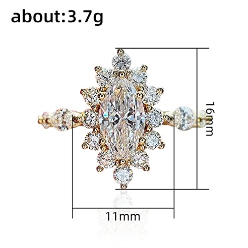 Women's Halo Engagement Rings Fashion Jewelry Yellow Gold Plated Cubic Zirconia Marquise Cut Wedding Ring4