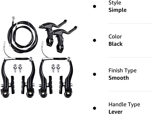 Leosportz Complete Cycle Brake Set - Front and Rear V Breaks with Pads, Brake Lever, and Cables | Compitable with Hybrid, Racer and Mountain Bikes (Compete Brake Set) 6 41el01QNwJL