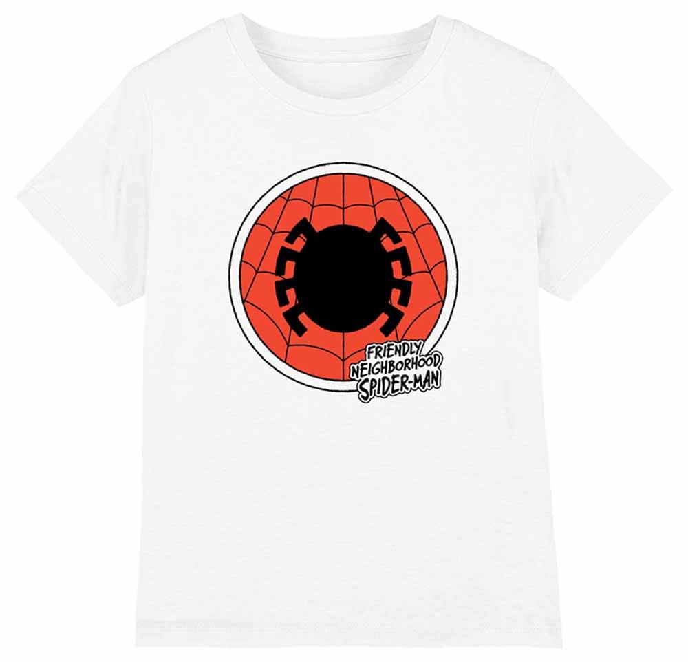 Marvel Boys Friendly Neighborhood Spiderman Badge T-Shirt White 12-13 Years Cotton