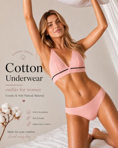 Image of FINETOO Cotton Underwear for Women Sexy Cheeky Bikini Panties Lingerie