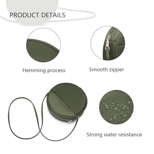 Image of Circle Crossbody Bag for Women NYLON Circle Purse with Zipper Adjustable Knot Shoulder Straps