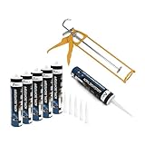 ARLI Kartuschenpresse aus Metall + 6x Acryl Dichtstoff 310 ml weiß Set Skelettpistole mit Bauacryl...