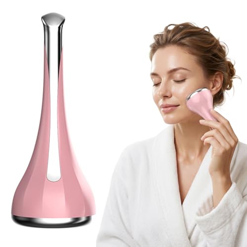 Masajeador facial, masajeador facial, herramienta de belleza portátil para cara y cuello, para tonificar la piel, reducir la hinchazón, ojeras (rosa)