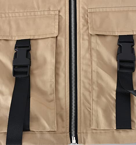 UATKIMI Women's Sleeveless Crop Vest Buckle Zip Up Jacket Cargo Tops with Pockets4