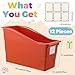 Suzile 12 Pcs Book Storage Bins with Labels Plastic Boho Folder Magazine File Holder Interlocking for Office Classroom Home book Organizer Container (Classic Colors)