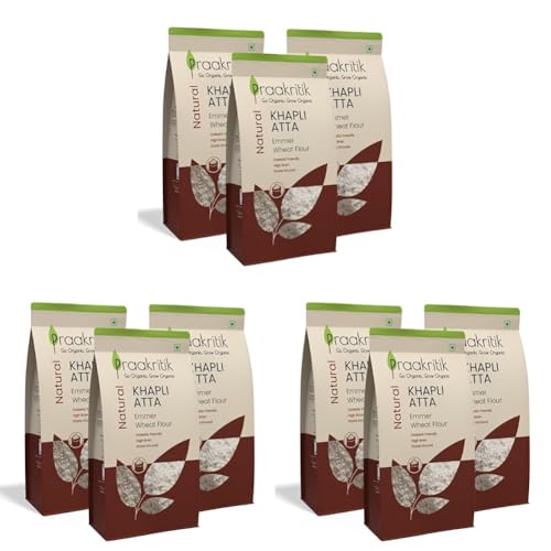Image of Praakritik Natural Khapli Wheat Atta 3 Kg (Pack of 3) | Emmer Wheat Flour | High Fiber, Low Gluten & Diabetes-Friendly | Ancient Grain | Easy Digestion