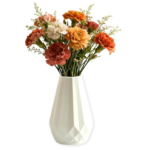 Vase Decorative Unbreakable Plastic Vases for Flowers Tall Modern Flower Vase for Living Room Office Desktop Wedding Decoration 20.5cm (White)