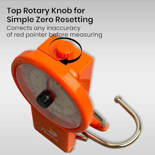 Image of Pristis Fishing Hanging Scale with Tape Measure for Farm Kitchen Luggage | 80 LBs Fish Weight Analog Spring Hook Crane Scale Kit with Non-slip Large Handle, Portable Gear Equipment Weighting Accessory