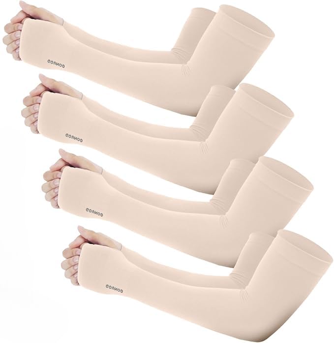 zibell UV Protection Arm Sleeves with Thumb Hole, Skin color, Pack of 4 for Men & Women, Sun Protection Sleeves for Running, Hand Cover for Bike Riding Nylon-picture-18