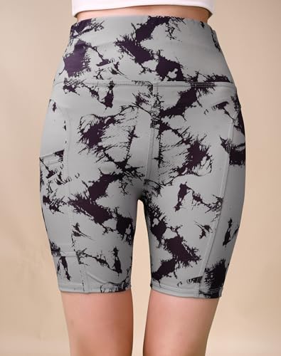 Image of High Waist Sports Activewear Printed Shorts for Women Ideal for Gym and Yoga or Cycling with Side Pocket, Stretchable, Flexible, Slim Fit