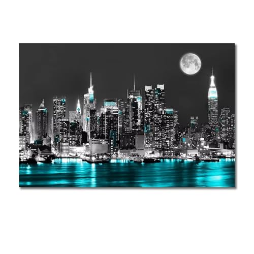 Toile murale paysage urbain New York abstrait poster géant salon 80x120cm sans cadre