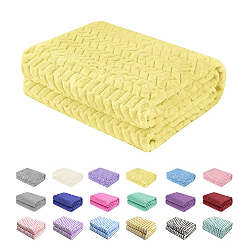 Image of Baby Blanket Flannel, Cozy Throw Blankets for Newborn Infant and Toddler, Super Soft and Warm Receiving Baby Blanket for Crib Stroller (Yellow 3040")