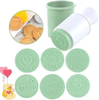 Crethink 6 Pcs Valentine's Day Cookie Stamps,Valentine's Day Cookie Cutter Set,Silicone Biscuit Cutter Fondant Stamp ,Love Series Shape Cookie Cutters DIY for Kitchen Baking