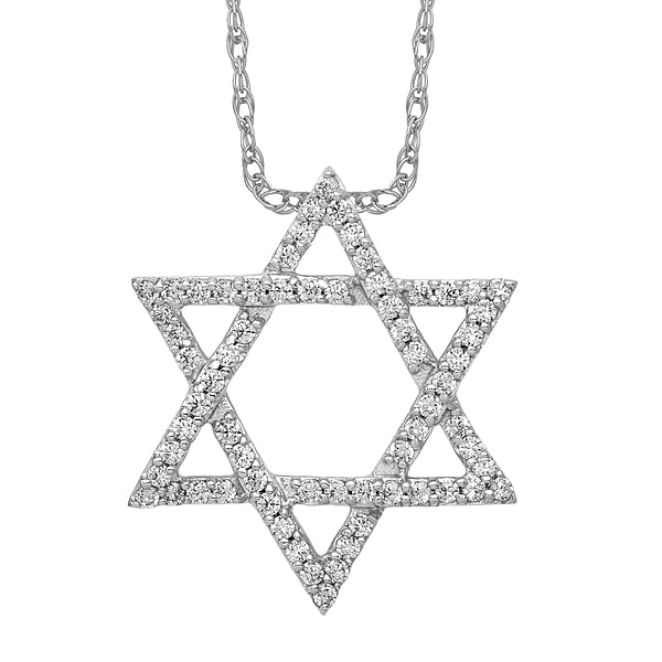 14K Solid White Gold 5/8ct. Diamond Star of David Jewish Magen Floating Chain Slide Pendant Necklace Judaica Religious Israel Charm2