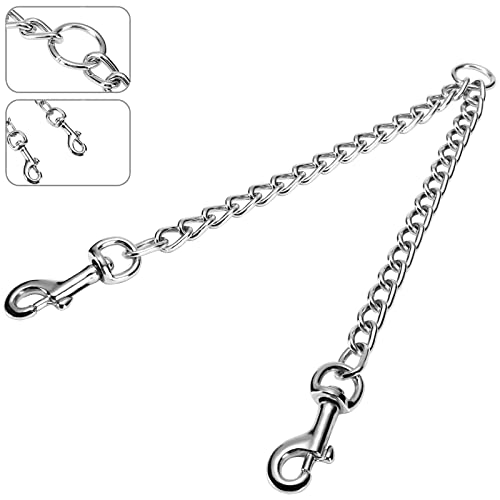 Gonalulu Heavy Duty Two Way Metal Dog Leash Coupler, Chew Proof Tangle Free Dual Pet Clip Chain Lead(Sliver, 2.5Mm X 14 Inch) #TOP19