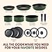 T-fal Ingenio Expertise Non Stick Cookware Set 14 Piece, Induction, Oven Broiler Safe 500F, Cookware, Pots and Pans Set, RV, Camping, Frying Pans, Dishwasher Safe, Detachable/Removable Handle, Green