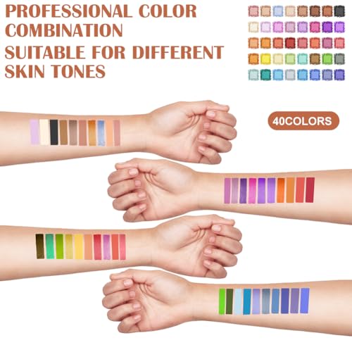 BUTBU Paletas de Sombras de Ojos, 40 Colores Paletas de Sombras de Ojos Profesionales, 40 Sombras Ultra-Pigmentada, Larga Duración, Fórmula Vegana, para Looks Cotidianos o únicos - imagen 3