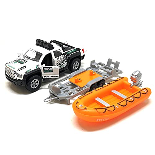 Metanyl 311360-20 Pickup Truck Trailer Towing Speed Boat 2 In 1 Playset Diecast Model Car Metal Pull Back Toy Cars 1/36 Suv Vehicle Outdoor Sandbox Adventure Play Set Doors Open Light Sound Boys Toys Kids Gifts thumb #2