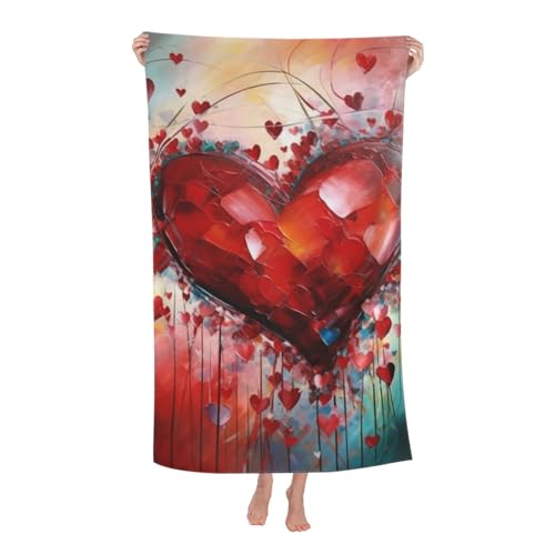 Drap de plage cœur abstrait serviette de piscine 80x130cm - 2