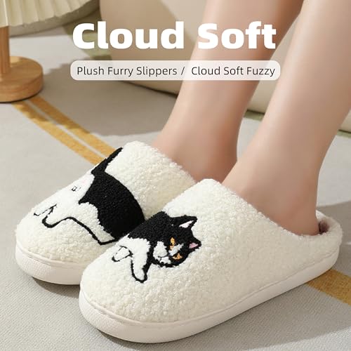 Women's Plush Furry Slippers - Cute Cat & Flower Patterns, Cloud Soft, Anti - slip Wear - resistant, Trendy Indoor Mules for Fashion - seeking Females.4