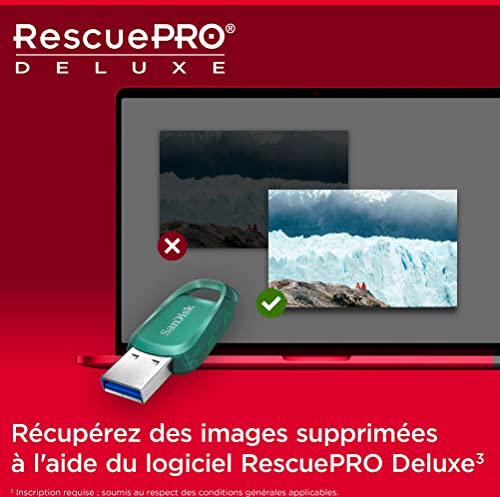 SanDisk Ultra Eco 128 Go clé USB 3.2 avec vitesse de lecture allant jusqu’à 100 Mo/s. Une clé USB fabriquée avec plus de 70 % de plastique recyclé