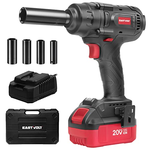 Eastvolt 20V Cordless Impact Wrench 1/2 Inch, 370Ft-Lbs Torque Brushless Wrench With 4.0Ah Battery, Fast Charger, 4Pcs Sockets, Belt Clip And Storage Box, Power Impact Wrench Set For Car And Home #TOP17