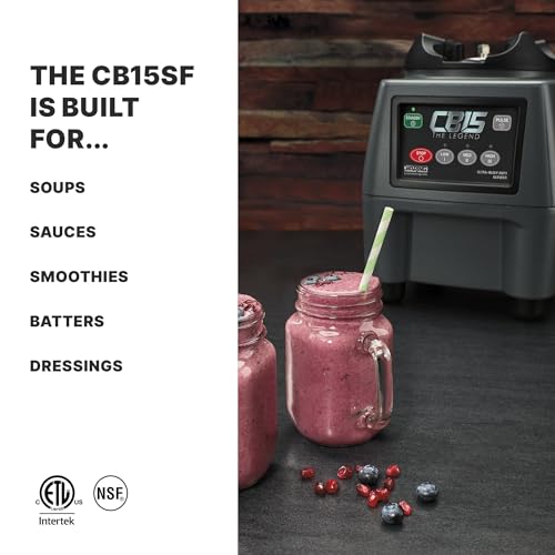 Image of Waring Commercial Heavy Duty Blender, 3.75 Horsepower Motor with 1-Gallon Stainless Steel Jar & Spigot, for Smoothies Soups Sauces Restaurants, CB15SF