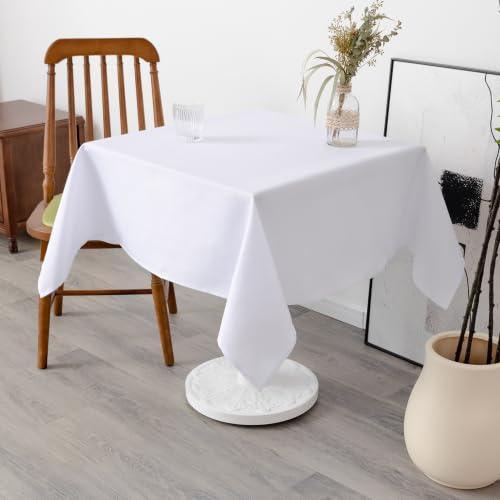 Hpxrom Square Water Resistant White Polyester Tablecloth 60"x60" by Hpxrom - Used condition - Image 2