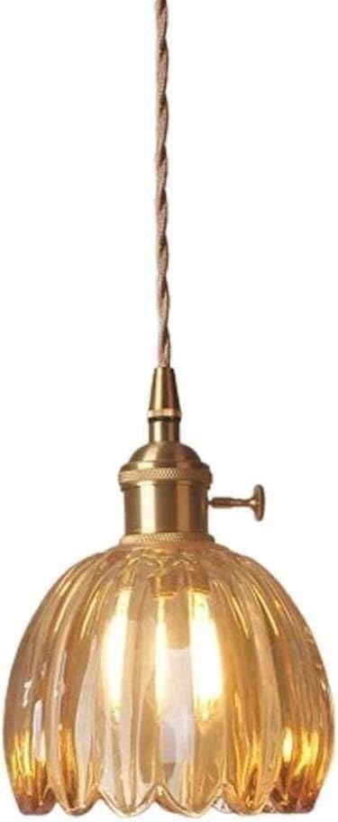 Vidrio colgante interior de 1 luz tono ámbar para decoración de granja