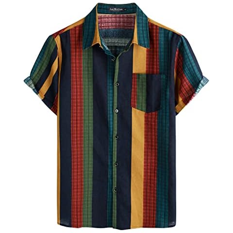 LucMatton Men's Linen Floral Print Shirt Cover