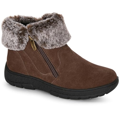 Khombu Women's Jessica Ankle Boots Faux Fur Shearling Lining for Cold Winter Weather2