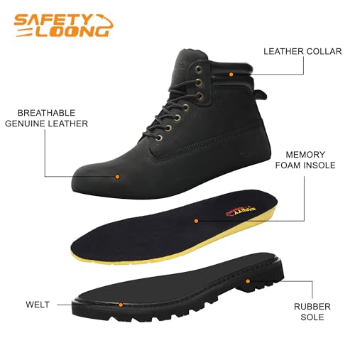 Image of Work Boots for Men Waterproof Soft Toe Non Slip Comfortable Leather Workboots