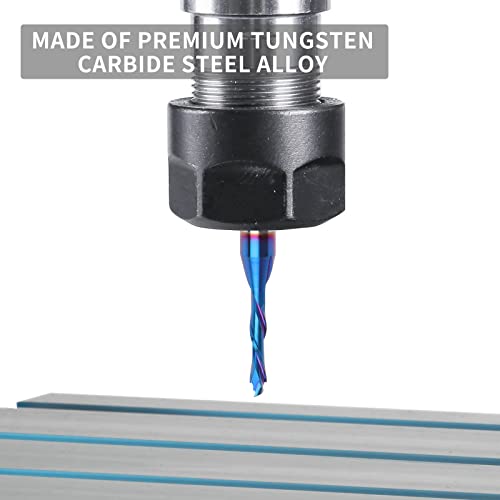 Eanosic Spiral Router Bits Up Down Compression Bit 1/8 Inch Cutting Diameter, 1/4 Inch Shank Solid Carbide Cnc End Mill With Nano Blue Coating For Wood Carving Engraving Grinding #TOP4