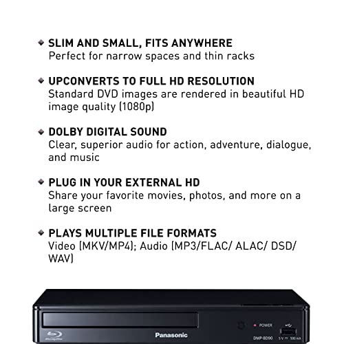 Panasonic Blu Ray DVD Player with Full HD Picture Quality and HiRes