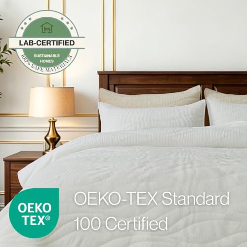 Image of DOWN HOME Crinkle Textured Velvet Quilt Set with Shams, All-Season Luxury Modern Bedding,Easy Care Comforter,Ultra-Soft,Lightweight & Breathable, King, Throne White