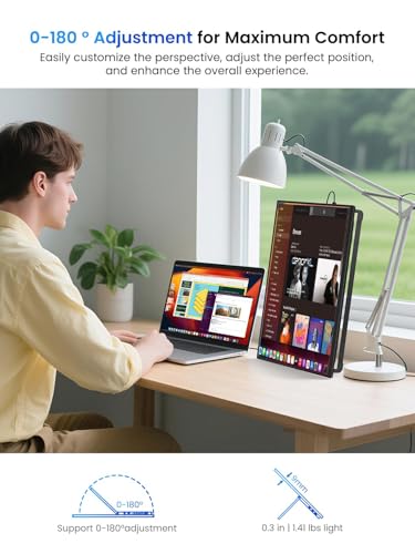 Image of UPERFECT Portable Monitor 15.6 inch, 125% sRGB Ultra-Slim Laptop Monitor with Protective Sleeve, Built-in Adjustment Stand | Speaker | VESA, HDMI USB-C Plug & Play Second Screen for Phone Game Console